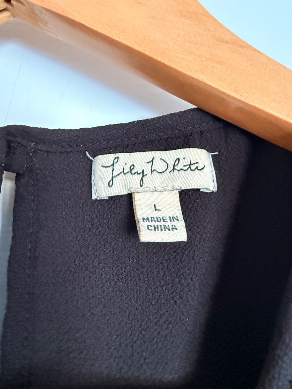 Lily White Black Cold-Shoulder Ruffle Blouse - Picture 7 of 7